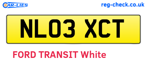 NL03XCT are the vehicle registration plates.