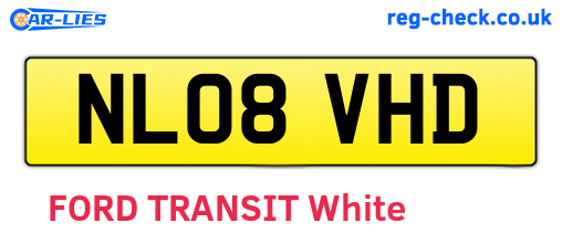 NL08VHD are the vehicle registration plates.