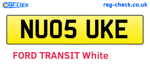 NU05UKE are the vehicle registration plates.