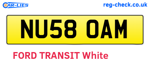 NU58OAM are the vehicle registration plates.