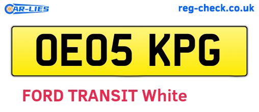 OE05KPG are the vehicle registration plates.