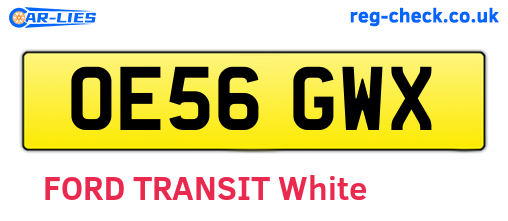 OE56GWX are the vehicle registration plates.