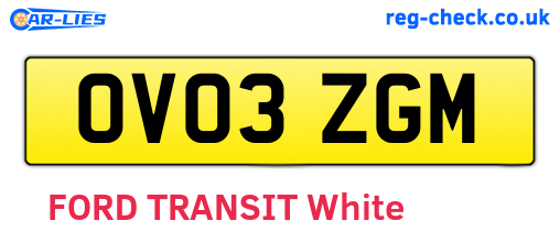 OV03ZGM are the vehicle registration plates.