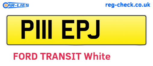 P111EPJ are the vehicle registration plates.