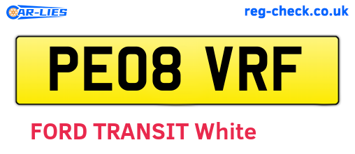 PE08VRF are the vehicle registration plates.
