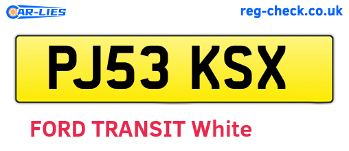 PJ53KSX are the vehicle registration plates.