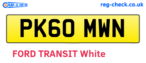 PK60MWN are the vehicle registration plates.