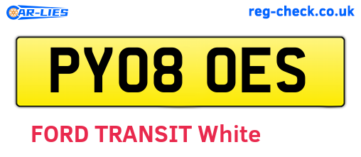 PY08OES are the vehicle registration plates.