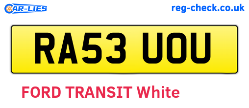RA53UOU are the vehicle registration plates.