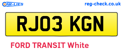 RJ03KGN are the vehicle registration plates.