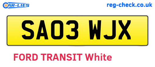 SA03WJX are the vehicle registration plates.