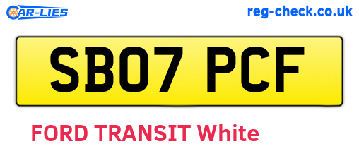 SB07PCF are the vehicle registration plates.