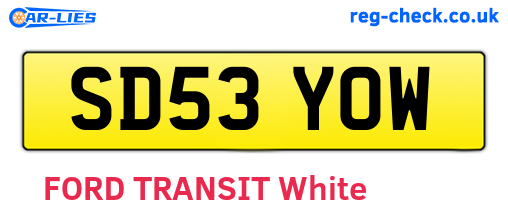 SD53YOW are the vehicle registration plates.
