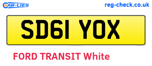 SD61YOX are the vehicle registration plates.