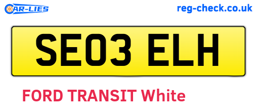 SE03ELH are the vehicle registration plates.