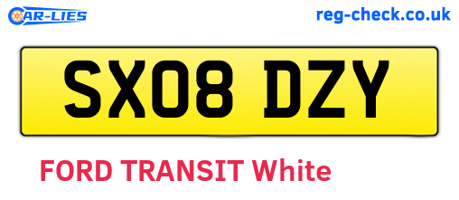 SX08DZY are the vehicle registration plates.