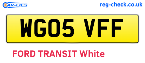 WG05VFF are the vehicle registration plates.
