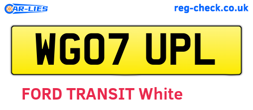 WG07UPL are the vehicle registration plates.