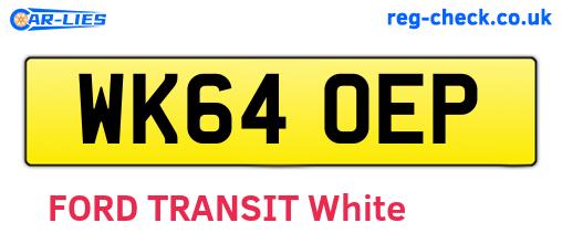 WK64OEP are the vehicle registration plates.
