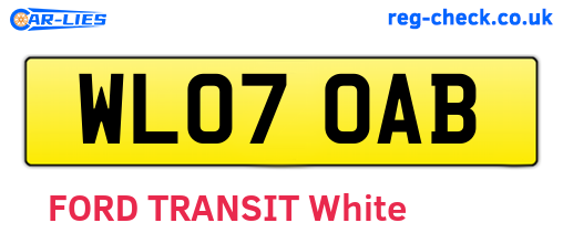 WL07OAB are the vehicle registration plates.