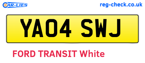 YA04SWJ are the vehicle registration plates.