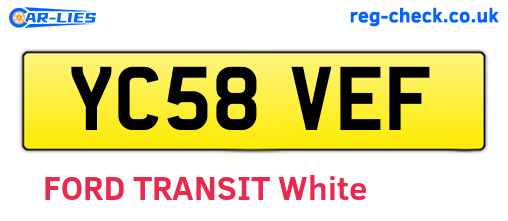 YC58VEF are the vehicle registration plates.