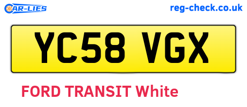 YC58VGX are the vehicle registration plates.