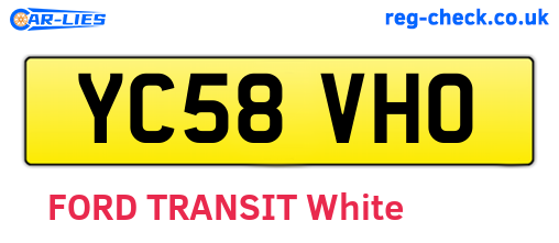YC58VHO are the vehicle registration plates.