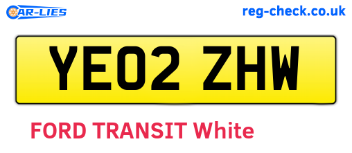 YE02ZHW are the vehicle registration plates.