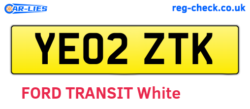 YE02ZTK are the vehicle registration plates.