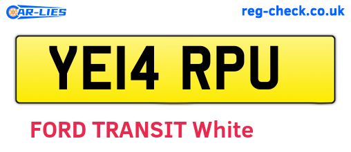 YE14RPU are the vehicle registration plates.