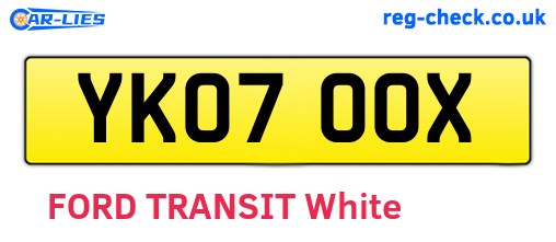 YK07OOX are the vehicle registration plates.