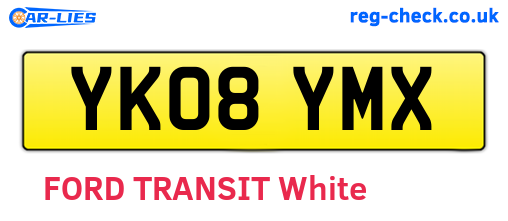 YK08YMX are the vehicle registration plates.