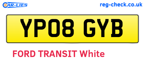YP08GYB are the vehicle registration plates.