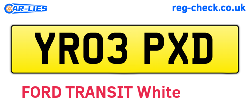 YR03PXD are the vehicle registration plates.