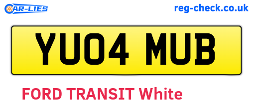 YU04MUB are the vehicle registration plates.