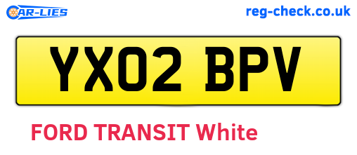 YX02BPV are the vehicle registration plates.