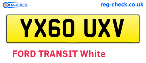 YX60UXV are the vehicle registration plates.
