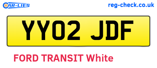 YY02JDF are the vehicle registration plates.