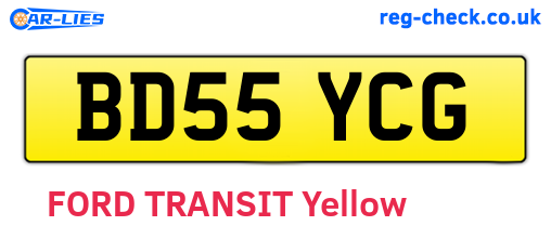 BD55YCG are the vehicle registration plates.
