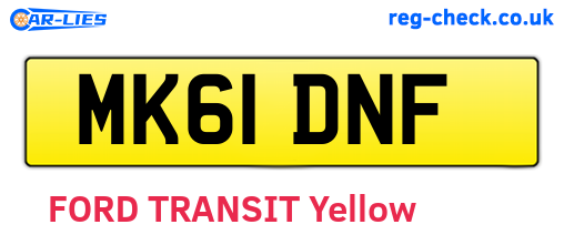MK61DNF are the vehicle registration plates.
