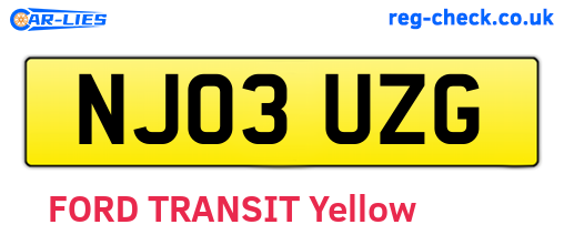 NJ03UZG are the vehicle registration plates.