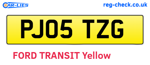 PJ05TZG are the vehicle registration plates.