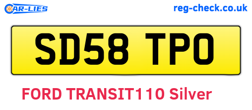 SD58TPO are the vehicle registration plates.