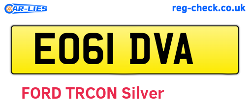 EO61DVA are the vehicle registration plates.