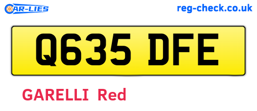 Q635DFE are the vehicle registration plates.