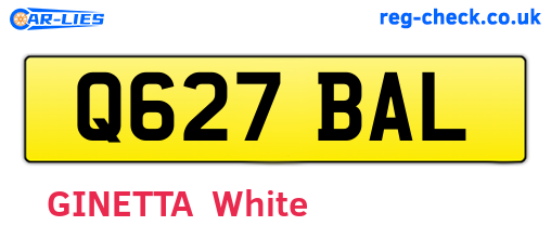 Q627BAL are the vehicle registration plates.