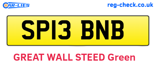 SP13BNB are the vehicle registration plates.