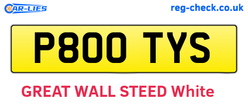 P800TYS are the vehicle registration plates.