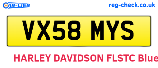 VX58MYS are the vehicle registration plates.